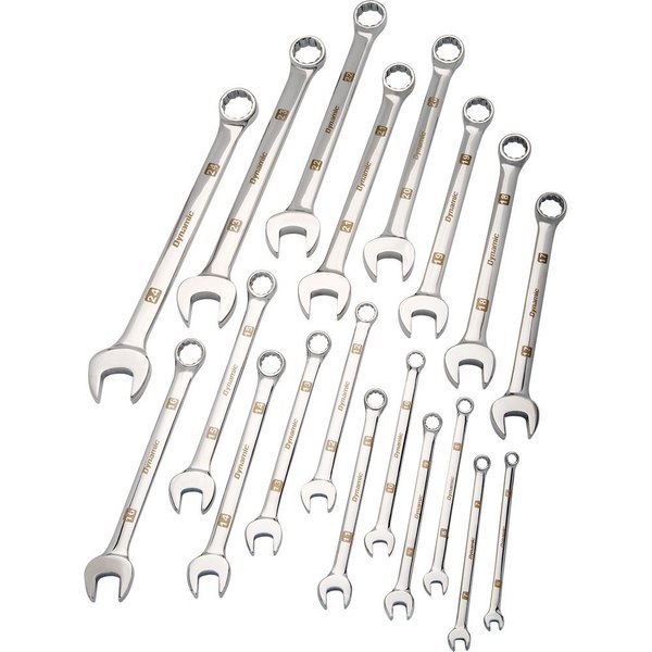 Dynamic Tools 19 Piece Metric Combo Wrench Set, Mirror Chrome, 6mm - 24mm D074203